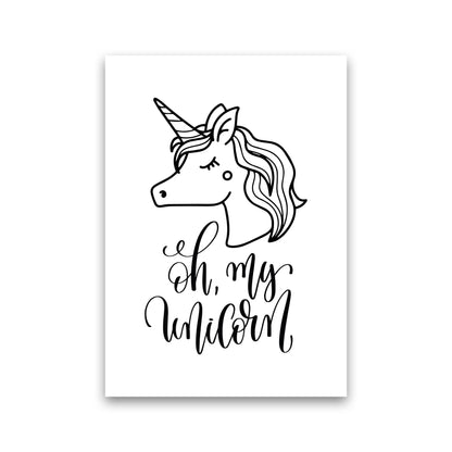 Oh My Unicorn Black Framed Nursey Wall Art Print Print Only