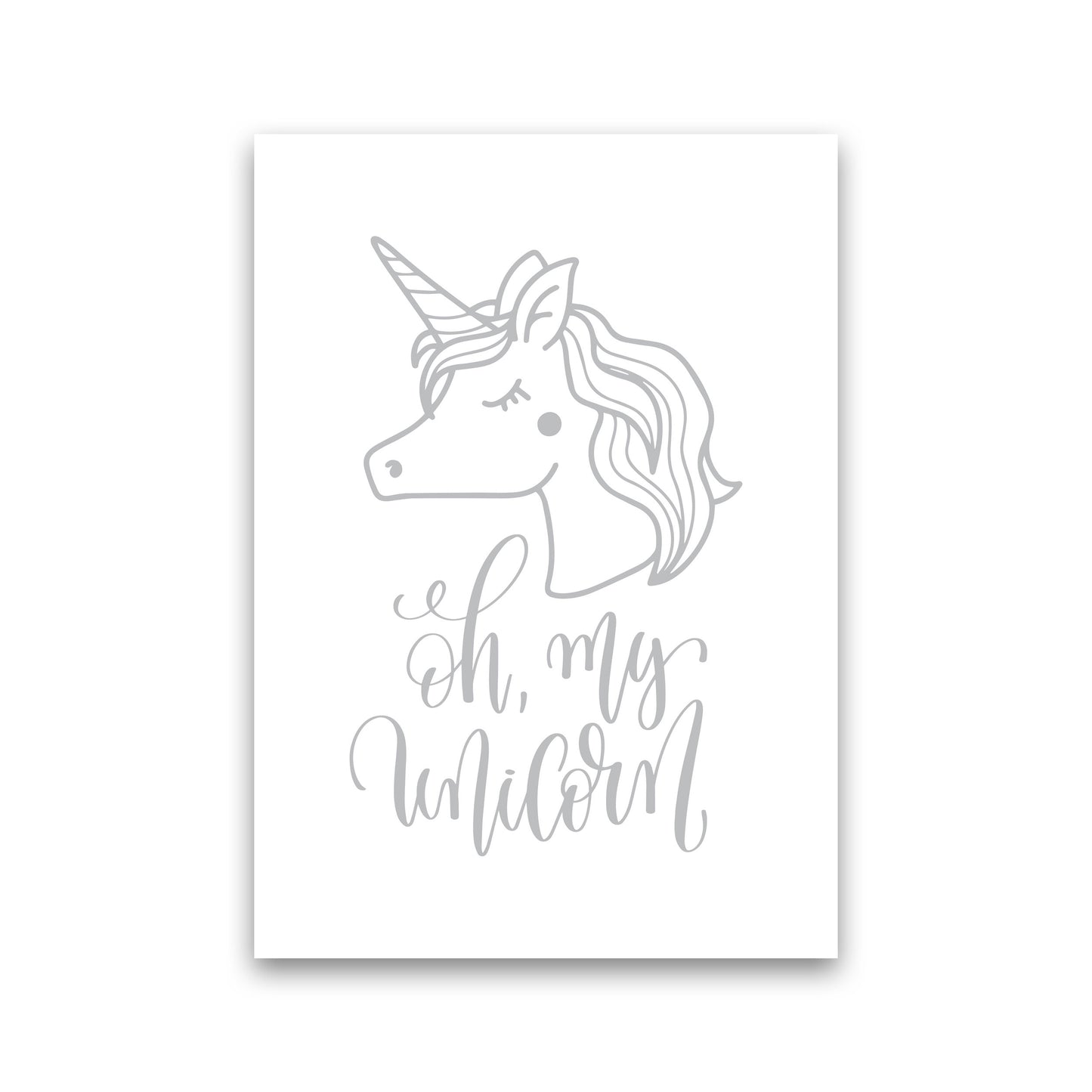 Oh My Unicorn Grey Framed Nursey Wall Art Print Print Only