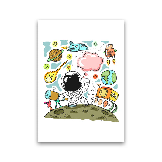 Space Illustration Framed Nursey Wall Art Print Print Only