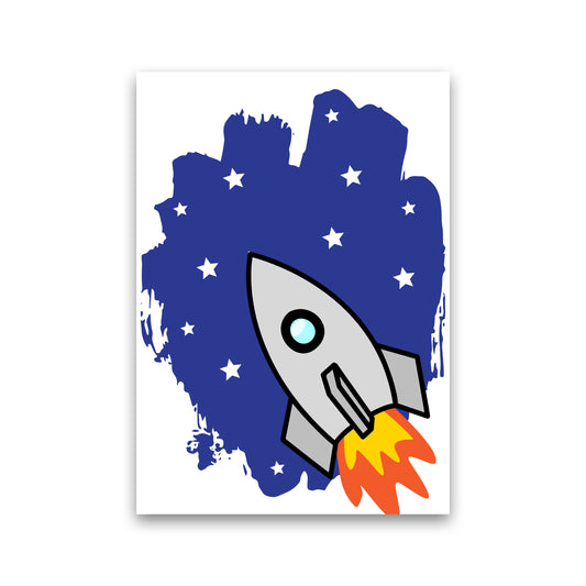 Space Rocket Framed Nursey Wall Art Print Print Only