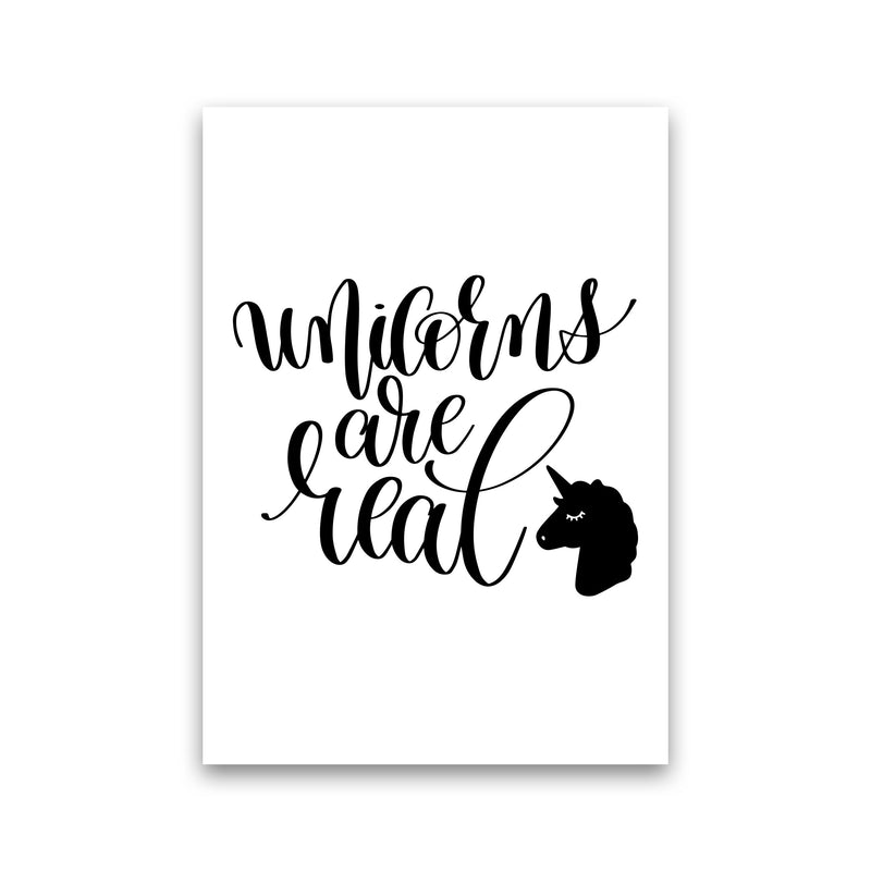 Unicorns Are Real Black Framed Nursey Wall Art Print Print Only