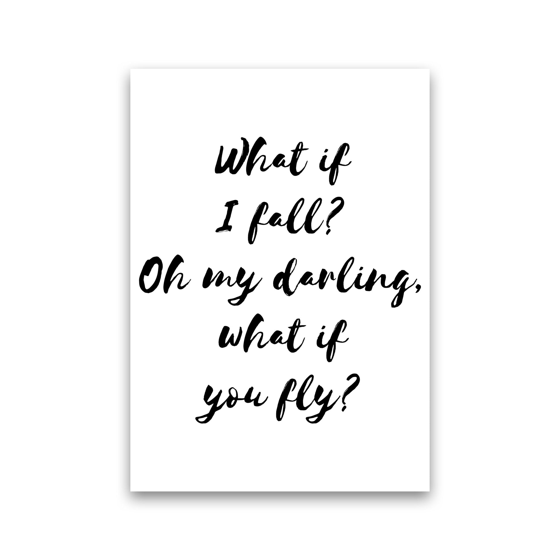 What If I Fall? Black Modern Print Print Only