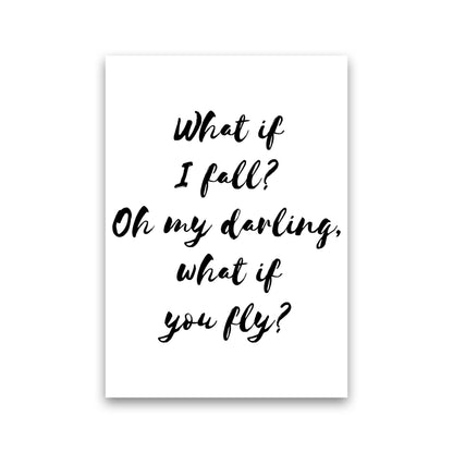 What If I Fall? Black Modern Print Print Only