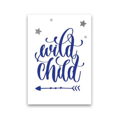 Wild Child Navy Framed Nursey Wall Art Print Print Only