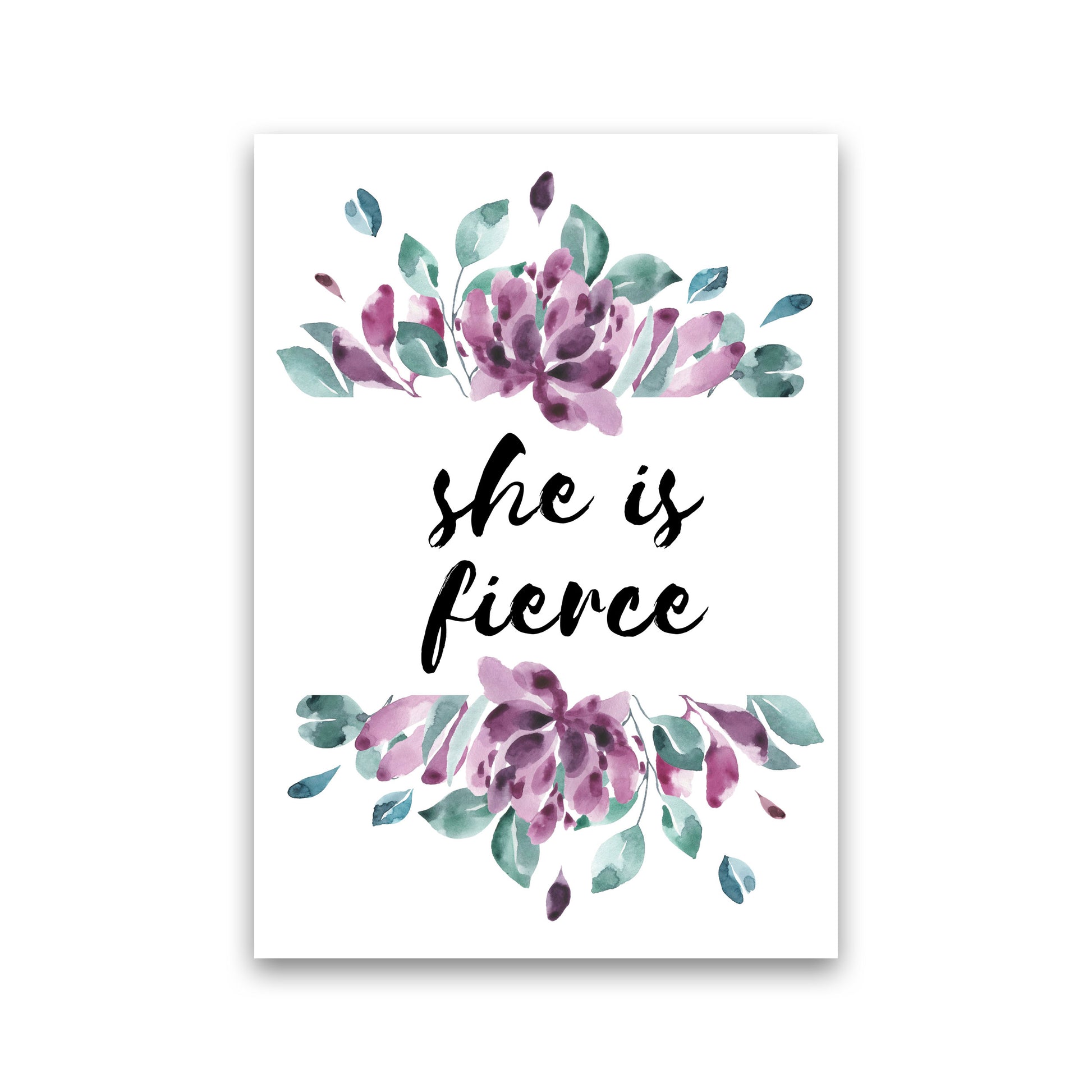 She Is Fierce Purple Floral Modern Print Print Only
