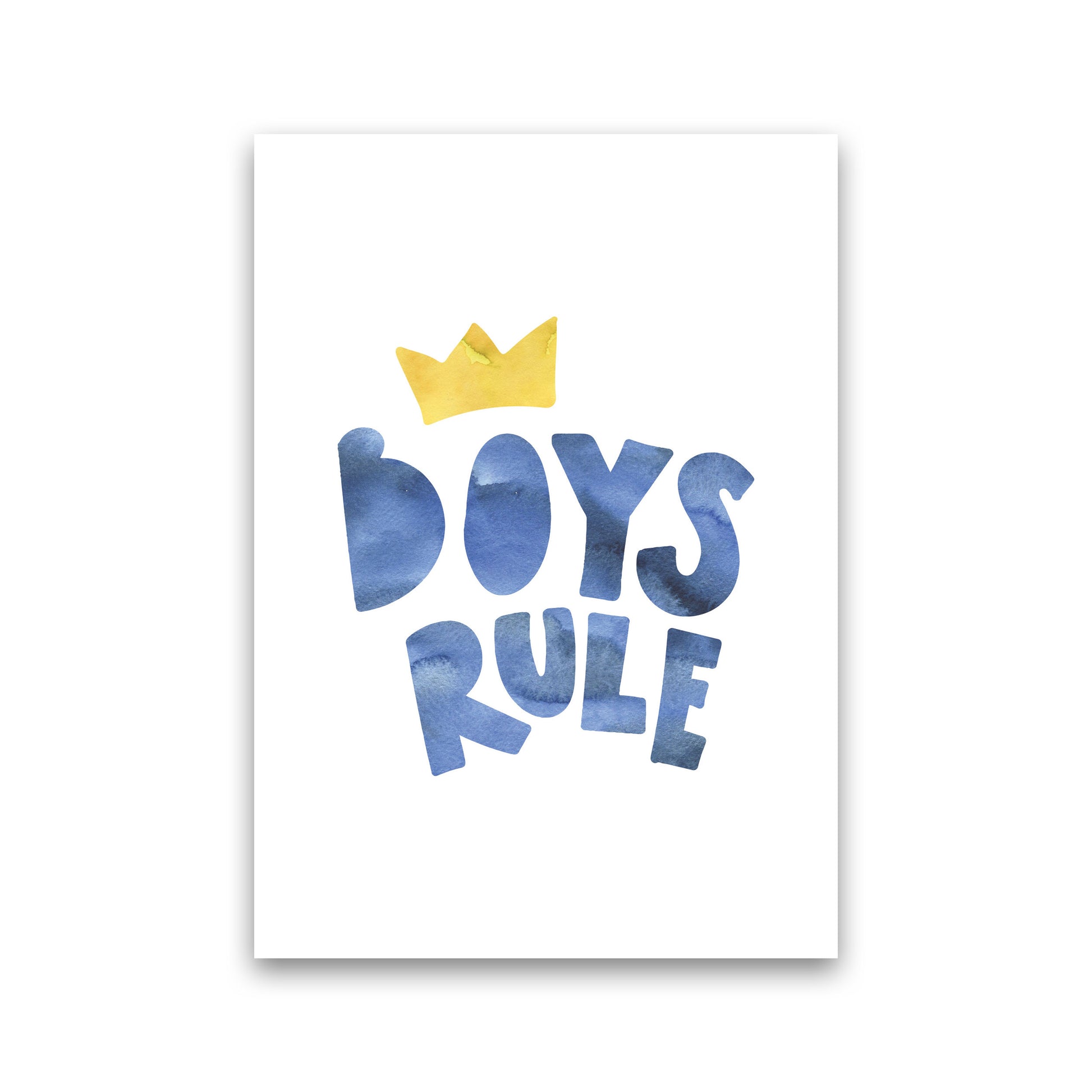 Boys Rule Watercolour Framed Nursey Wall Art Print Print Only
