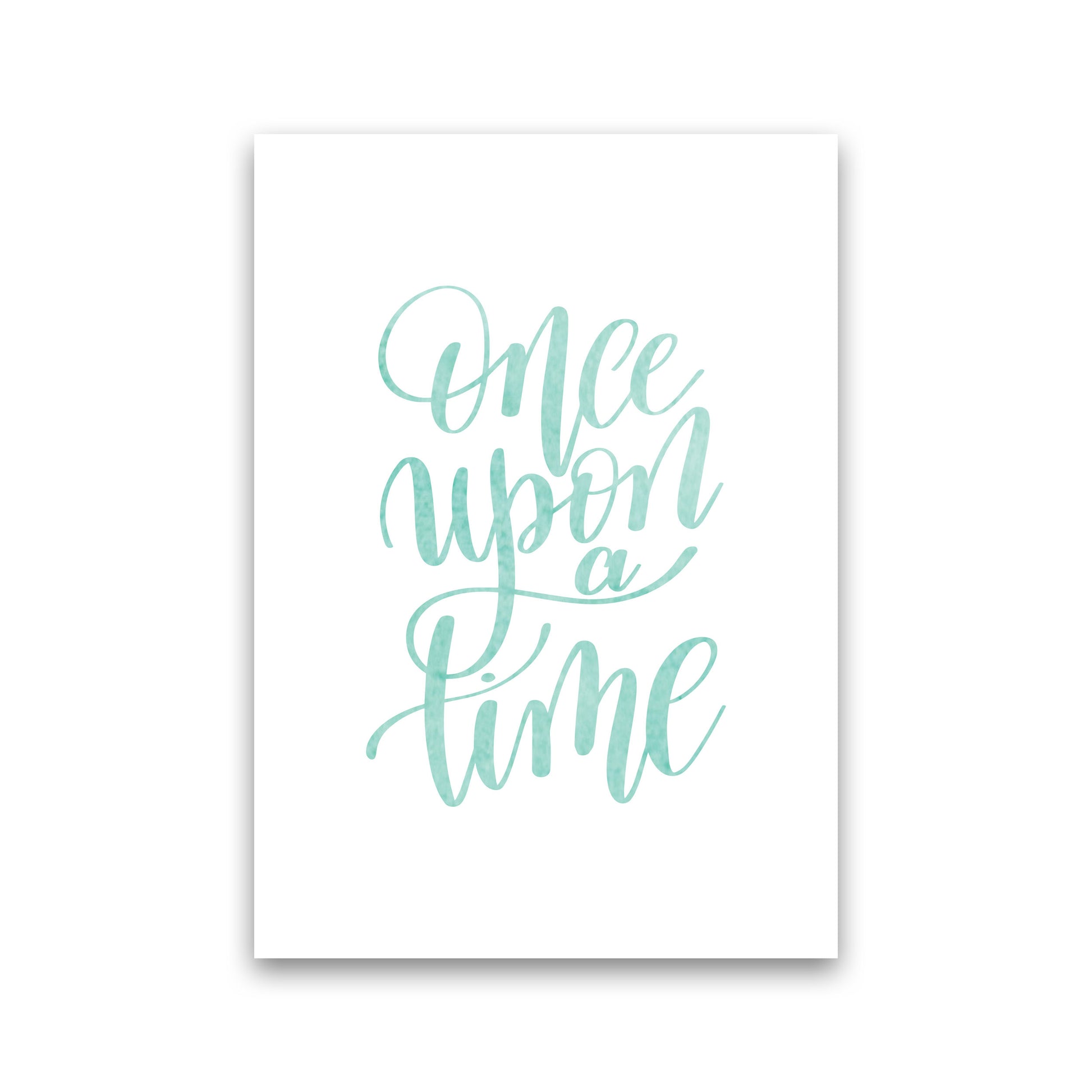 Once Upon A Time Mint Watercolour Framed Typography Wall Art Print Print Only