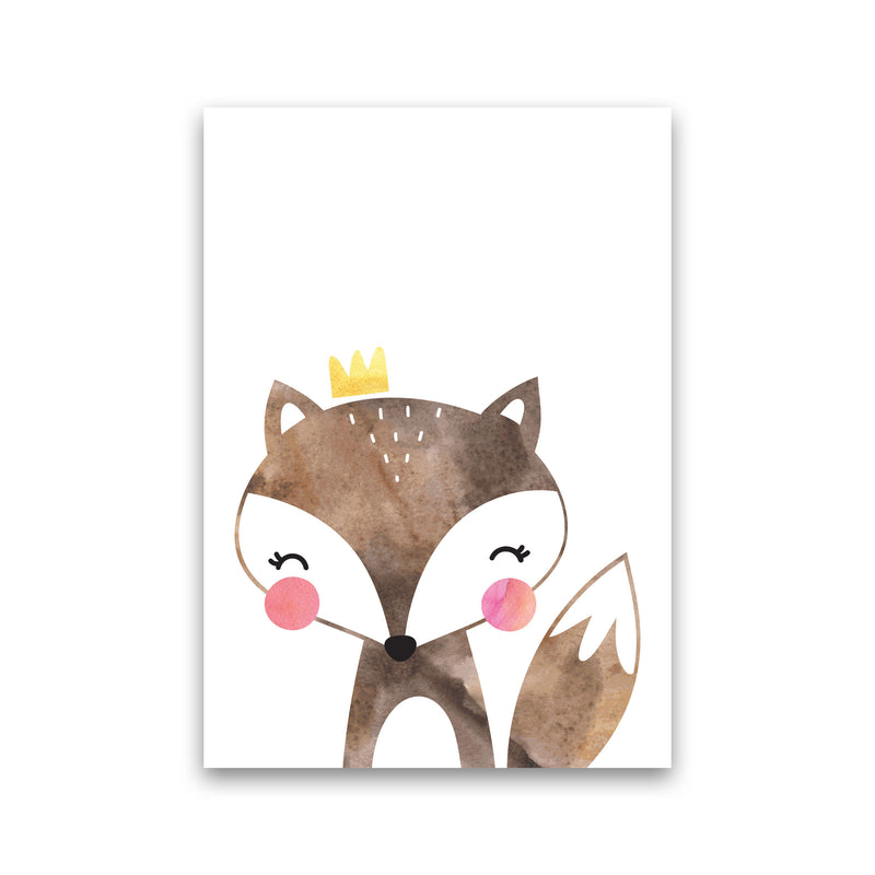 Scandi Brown Fox Watercolour Framed Nursey Wall Art Print Print Only