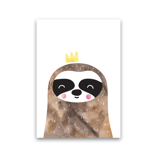 Scandi Brown Sloth Watercolour Framed Nursey Wall Art Print Print Only