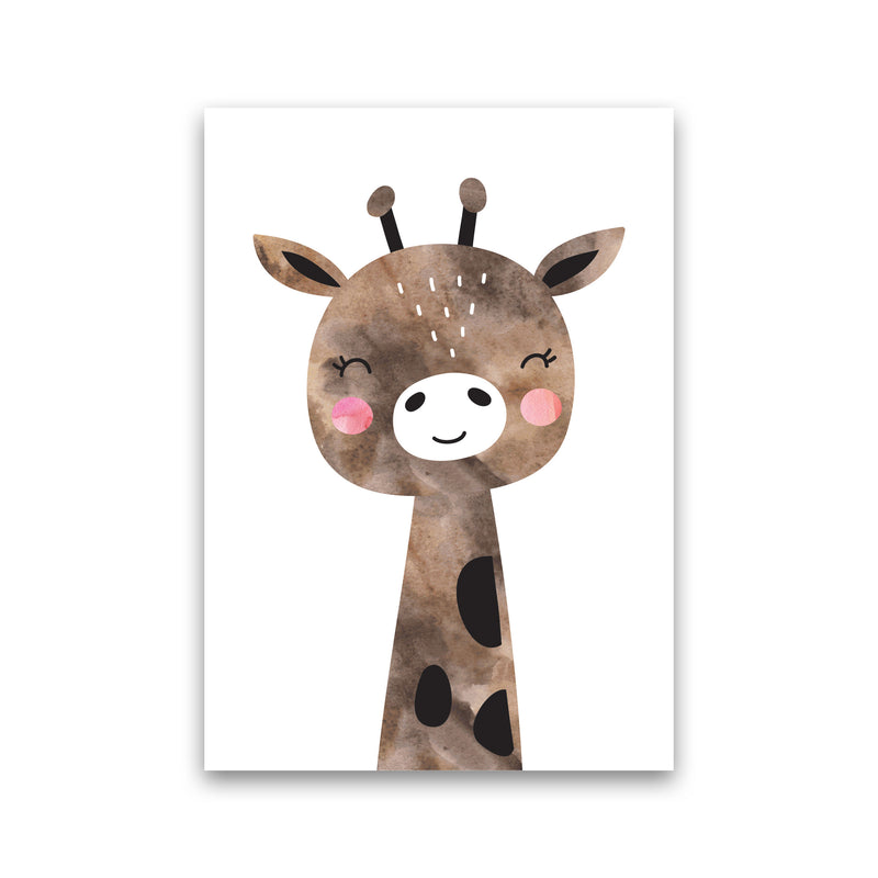 Scandi Brown Giraffe Watercolour Framed Nursey Wall Art Print Print Only