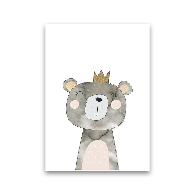 Scandi Grey Bear Watercolour Framed Nursey Wall Art Print Print Only