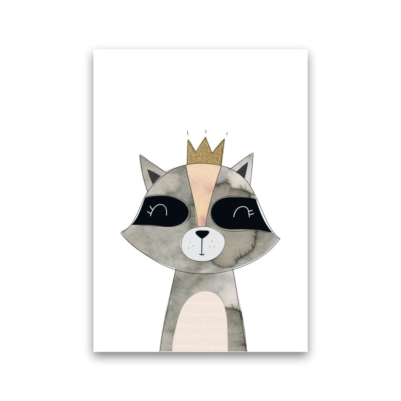 Scandi Grey Raccoon Watercolour Framed Nursey Wall Art Print Print Only