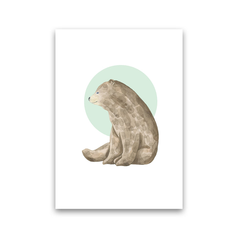 Watercolour Bear With Green Circle Modern Print Animal Art Print Print Only