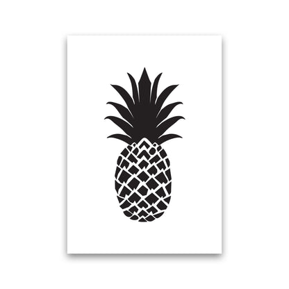 Black Pineapple 2 Modern Print, Framed Kitchen Wall Art Print Only