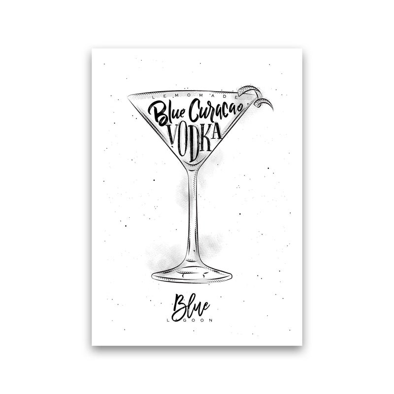 Blue Lagoon Cocktail Modern Print, Framed Kitchen Wall Art Print Only