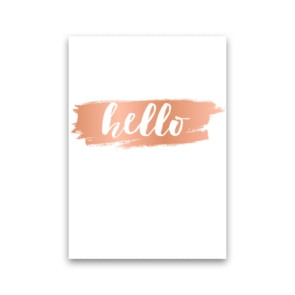 Hello Rose Gold Framed Typography Wall Art Print Print Only