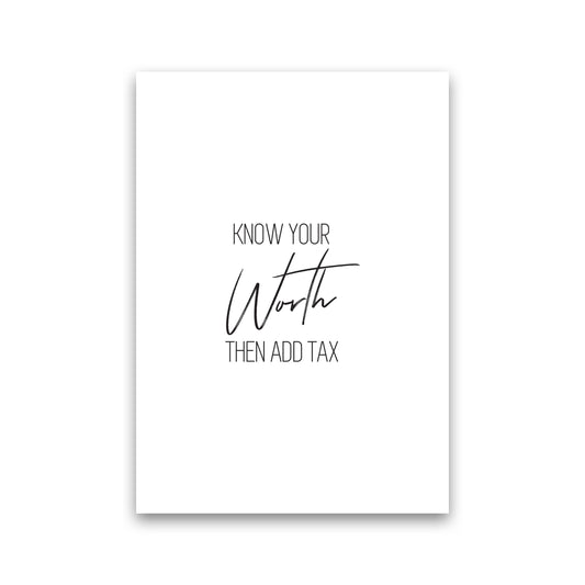 Know Your Worth Framed Typography Wall Art Print Print Only