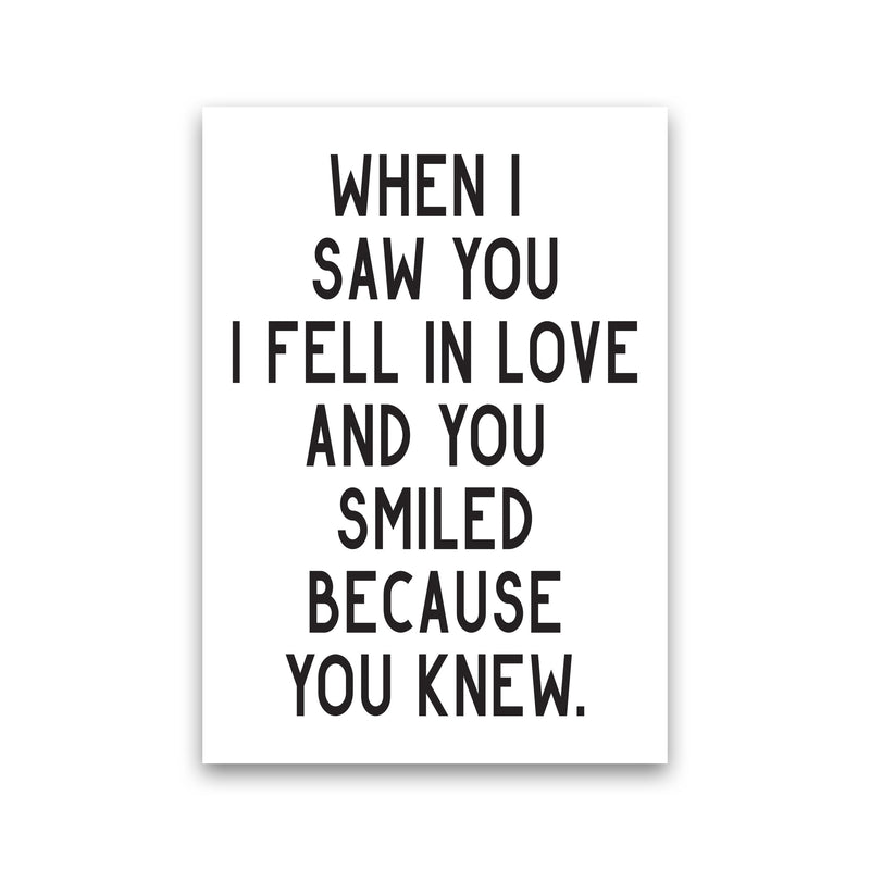 When I Saw You I Fell In Love Modern Print Print Only