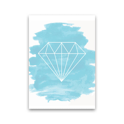 Geo Diamond Light Blue Watercolour Modern Print Print Only