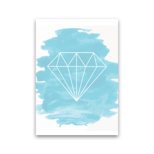 Geo Diamond Light Blue Watercolour Modern Print Print Only