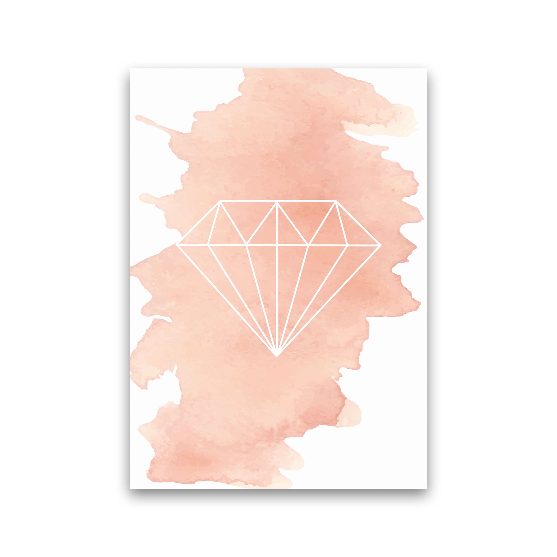 Geo Diamond Peach Watercolour Modern Print Print Only