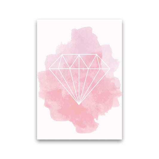 Geo Diamond Pink Watercolour Modern Print Print Only