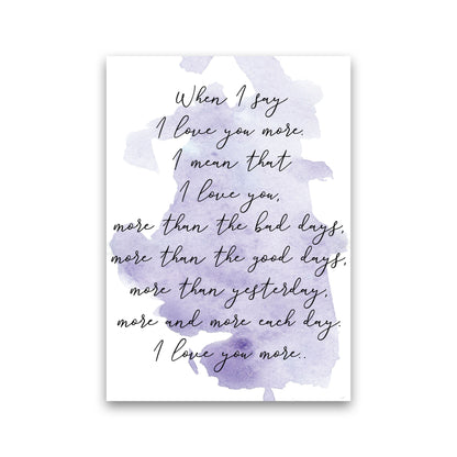 Love You More Purple Watercolour Modern Print Print Only