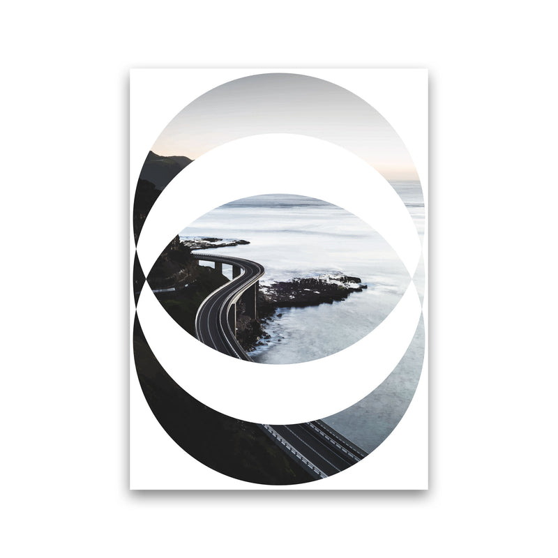 Black Road Oval Modern Print, Framed Botanical & Nature Art Print Print Only