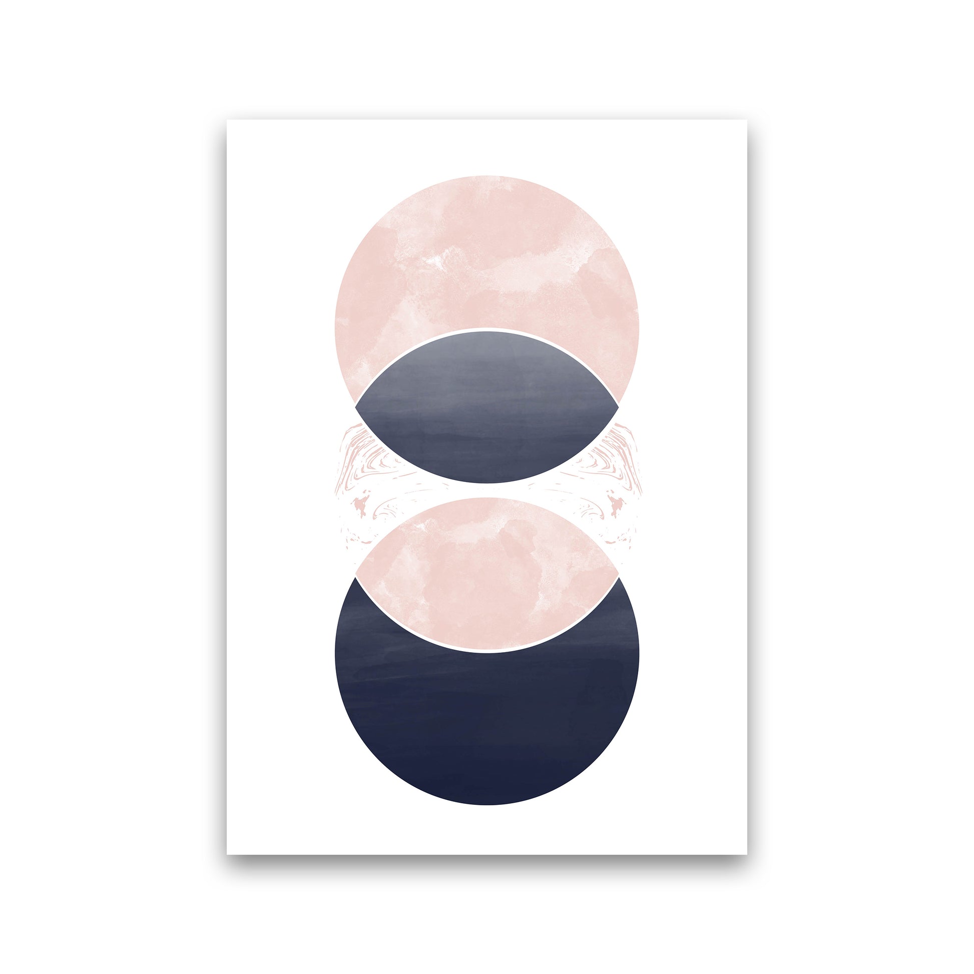 Navy And Marble Pink 1 Art Print by Pixy Paper Print Only