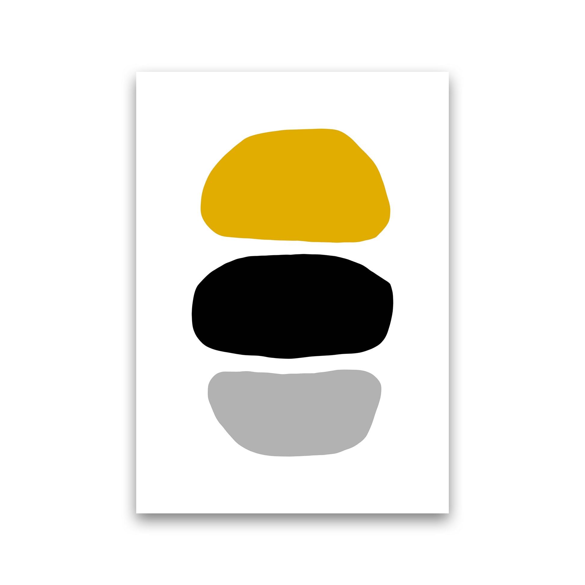 Mustard And Black Abstract Stones 2 Art Print by Pixy Paper Print Only