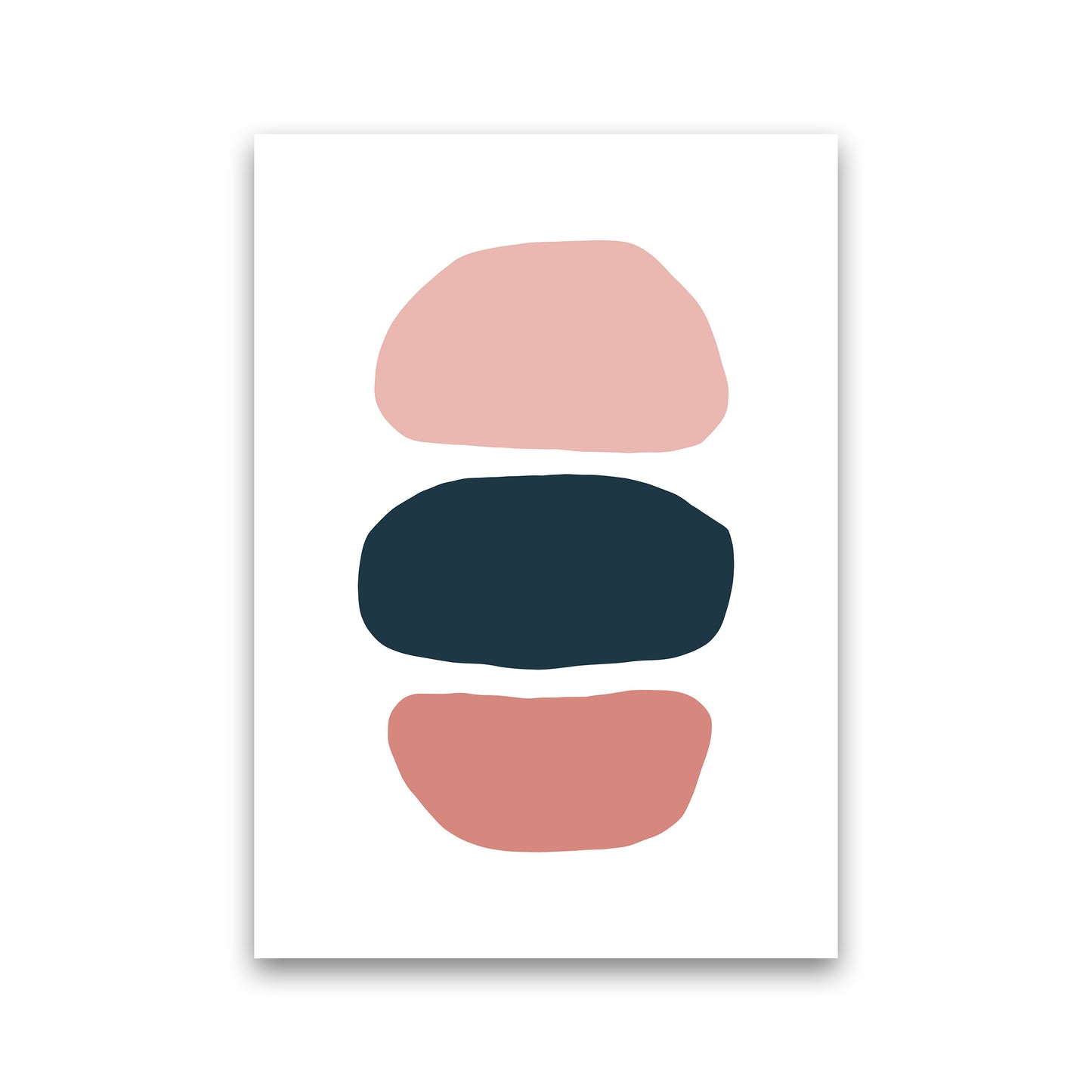 Pink And Navy Abstract Stones 1 Art Print by Pixy Paper Print Only