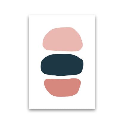 Pink And Navy Abstract Stones 1 Art Print by Pixy Paper Print Only