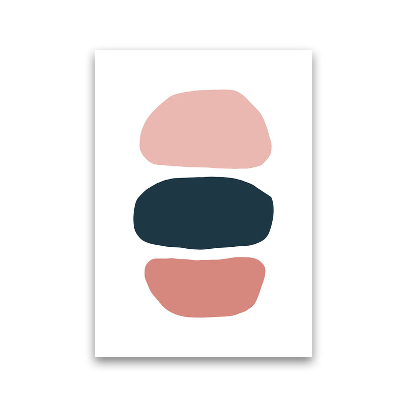 Pink And Navy Abstract Stones 1 Art Print by Pixy Paper Print Only