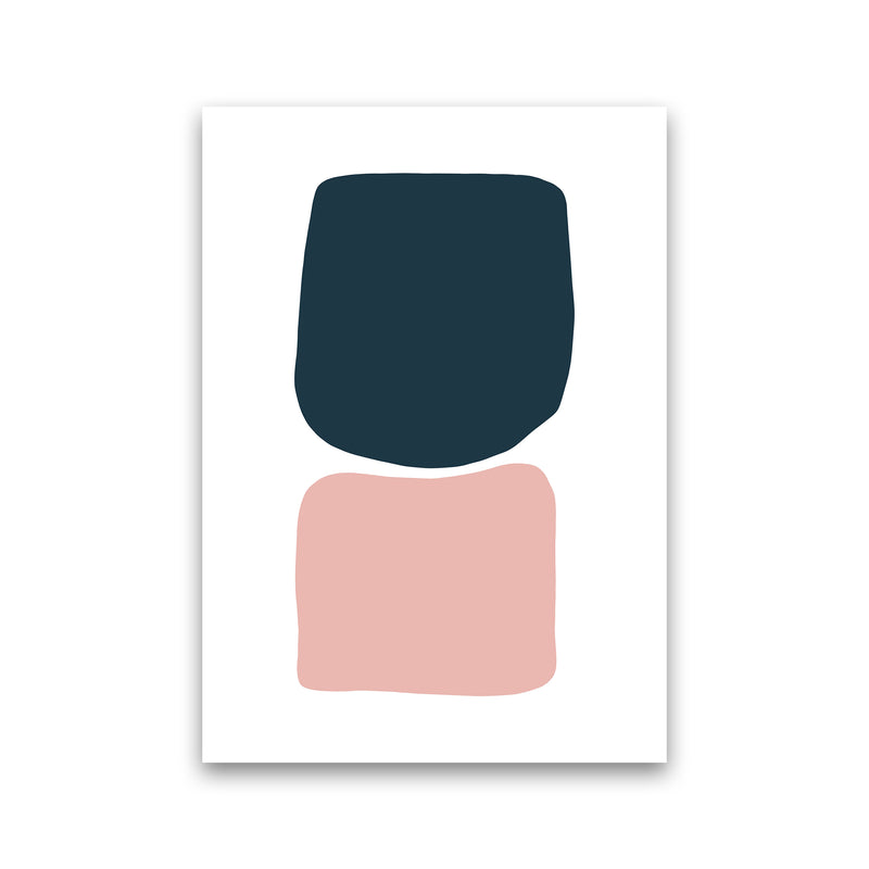 Pink And Navy Abstract Stones 2 Art Print by Pixy Paper Print Only