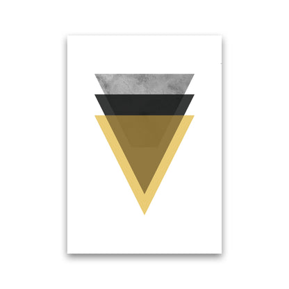 Geometric Mustard And Black Triangles  Art Print by Pixy Paper Print Only