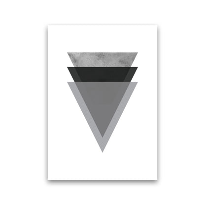 Geometric Grey And Black Triangles  Art Print by Pixy Paper Print Only
