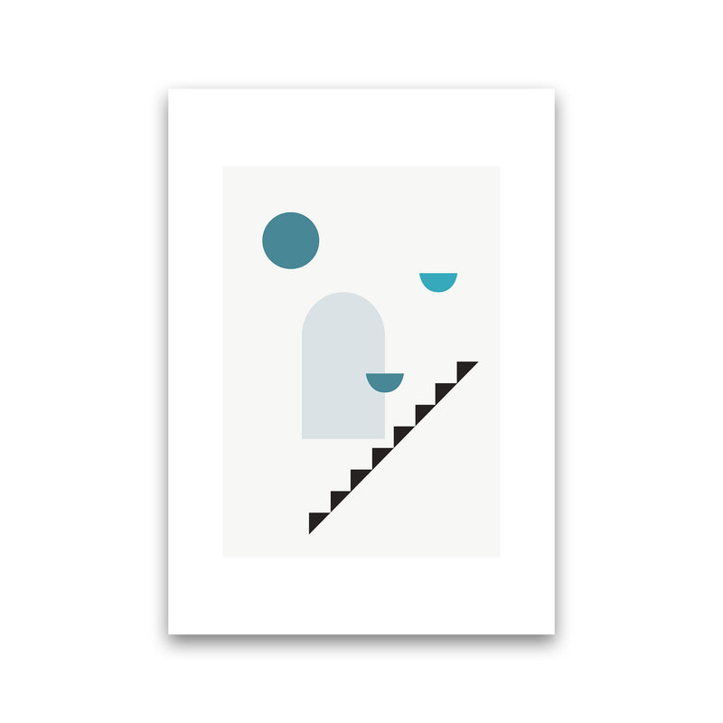 Mita Teal Stairs Right N15  Art Print by Pixy Paper Print Only