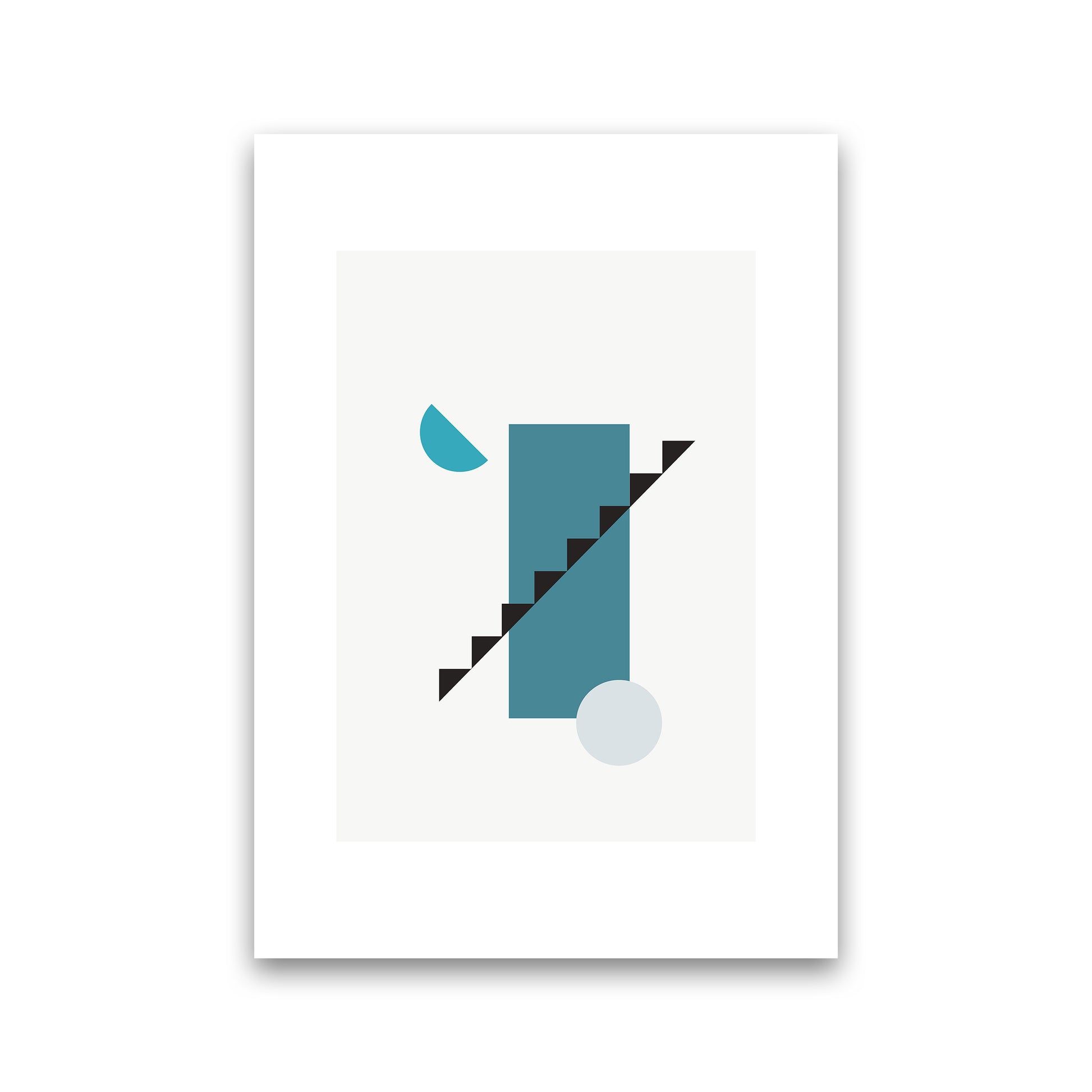 Mita Teal Abstract N11  Art Print by Pixy Paper Print Only