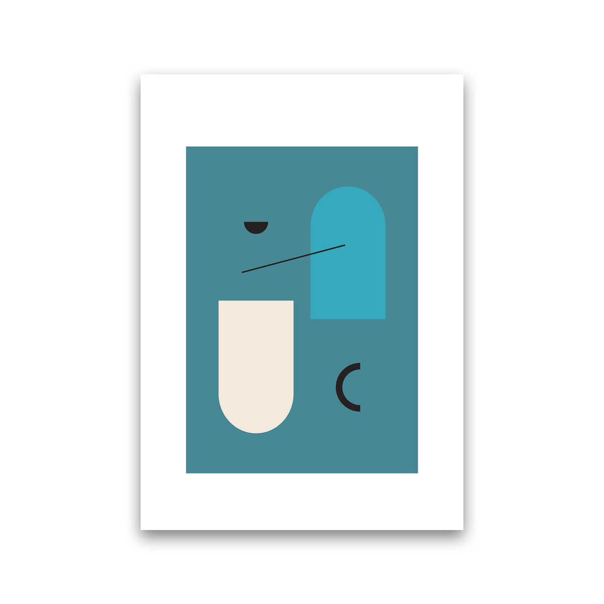 Mita Teal Abstract N4  Art Print by Pixy Paper Print Only