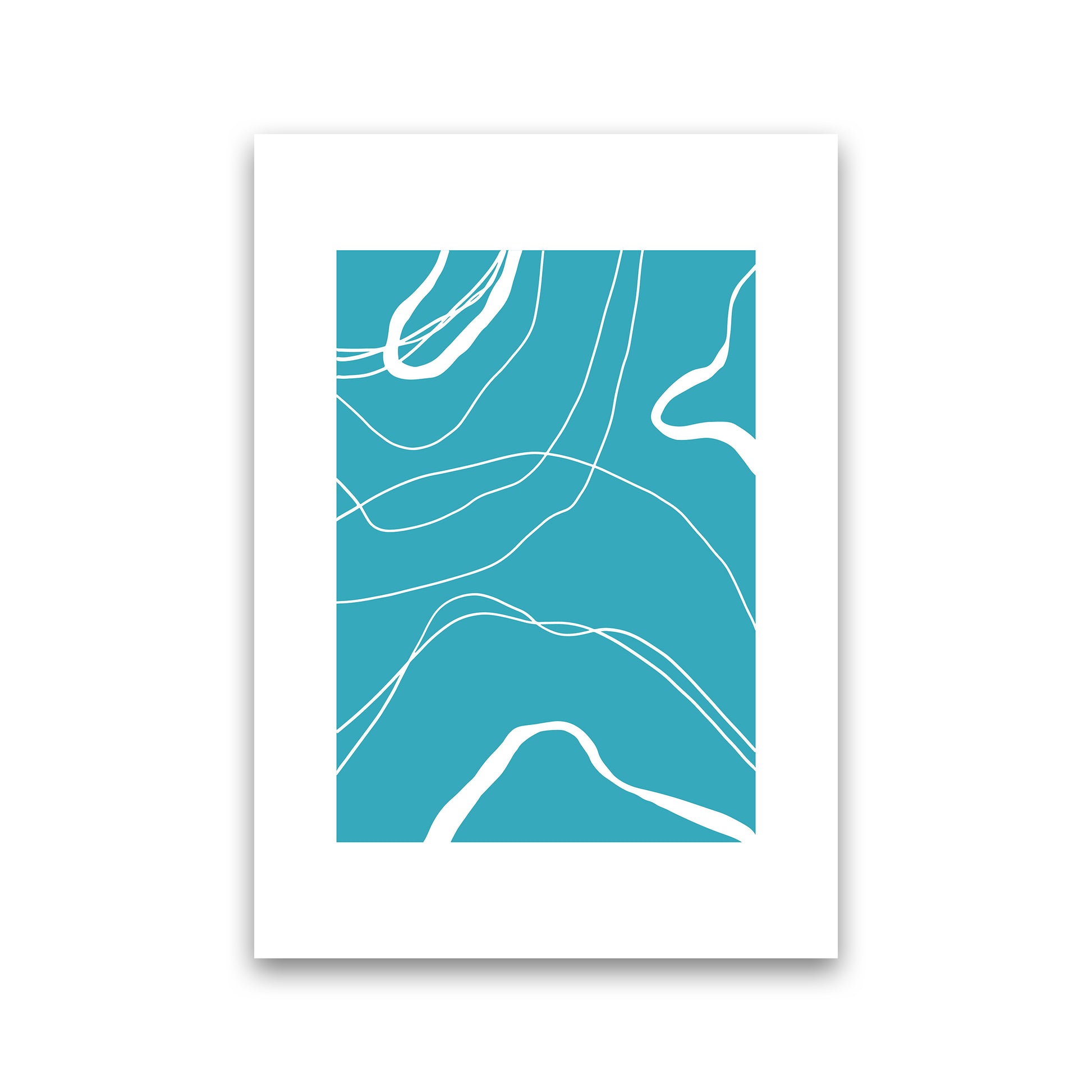 Mita Teal Swirls N13  Art Print by Pixy Paper Print Only