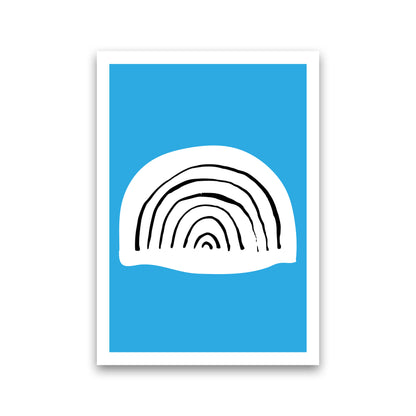 Blue Rainbow Neon Funk  Art Print by Pixy Paper Print Only