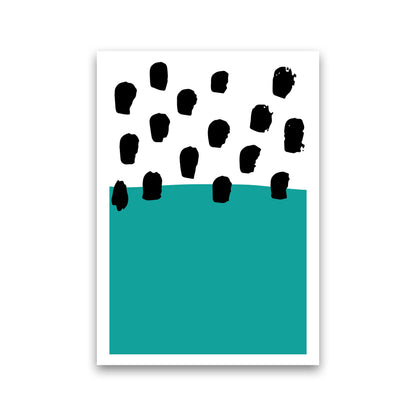 Teal Polka Neon Funk  Art Print by Pixy Paper Print Only