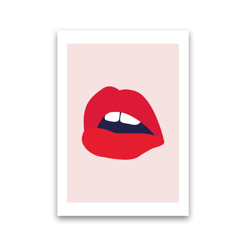 Red Lips Salmon Back  Art Print by Pixy Paper Print Only