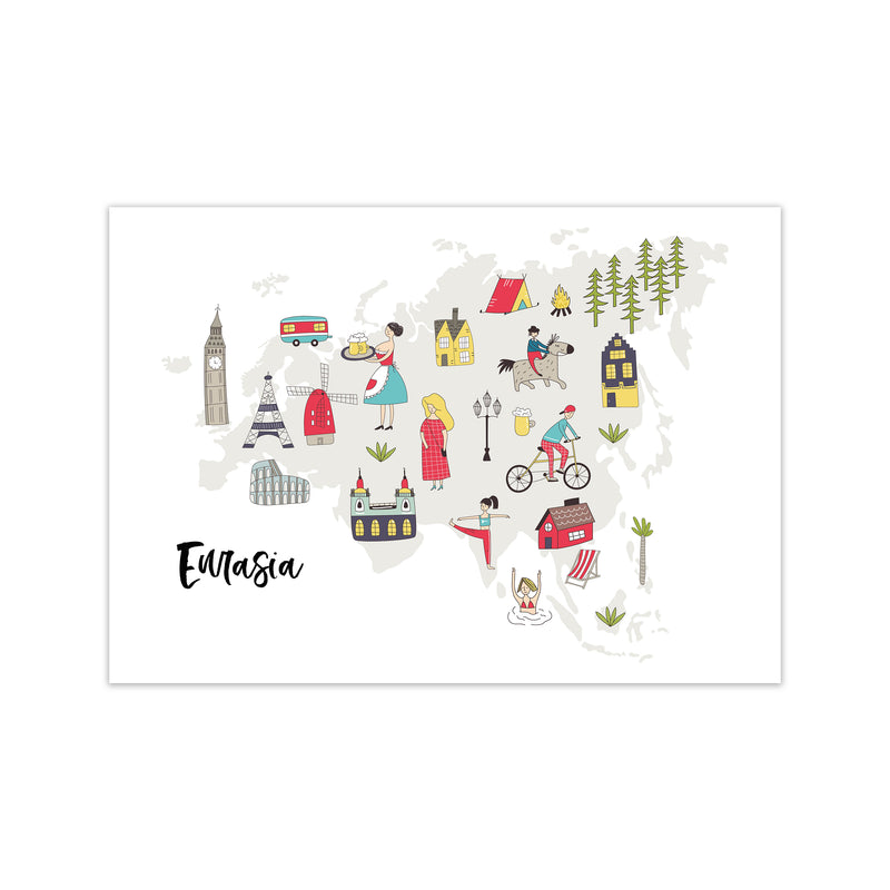 Eurasia Map  Art Print by Pixy Paper Print Only
