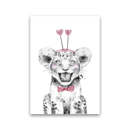 Safari Babies Tiger With Heart Hat  Art Print by Pixy Paper Print Only