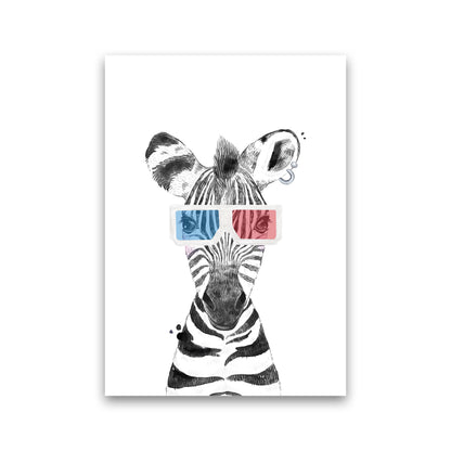 Safari Babies Zebra With Glasses  Art Print by Pixy Paper Print Only