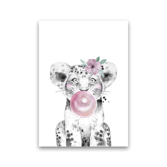 Safari Babies Tiger With Bubble  Art Print by Pixy Paper Print Only