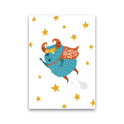 Little Monsters Flying Be Brave  Art Print by Pixy Paper Print Only