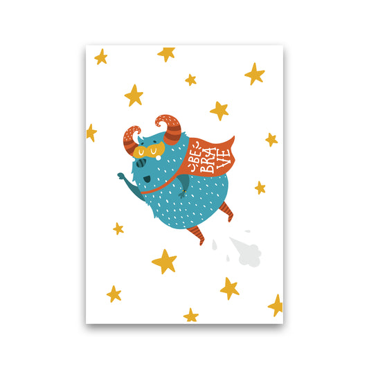 Little Monsters Flying Be Brave  Art Print by Pixy Paper Print Only