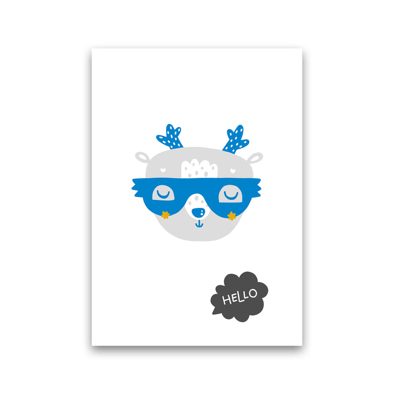 Hello Animal Blue Super Scandi  Art Print by Pixy Paper Print Only